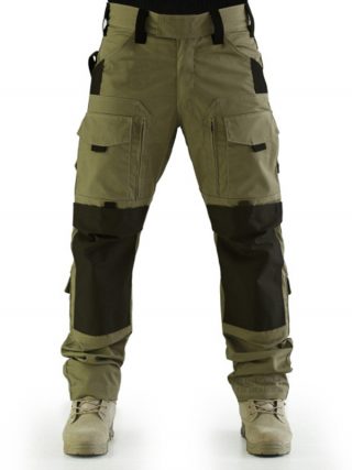 Men's Military Green Outdoor Trekking Cargo Pants - Front View
