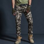 Men's Slim Fit Camouflage Cargo Pants - Light Color Camo