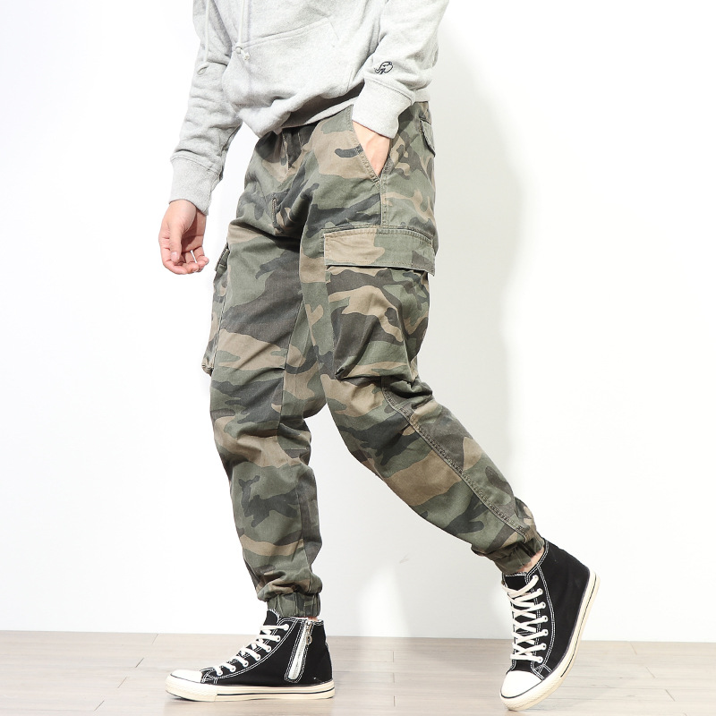 Men's Loose Camouflage Harem Pants Cargo Trousers - Light Color - Side View