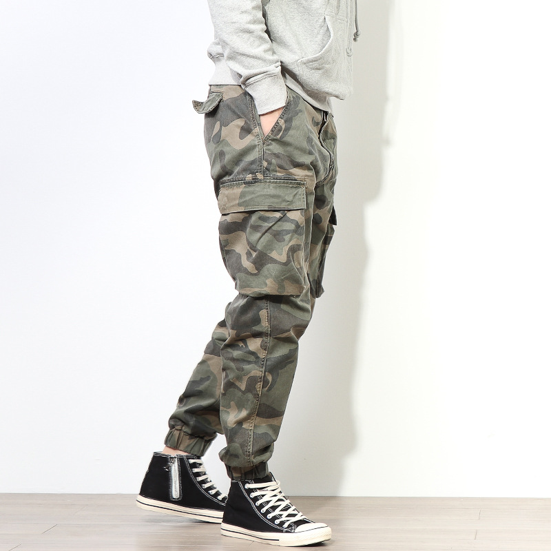 Men's Loose Camouflage Harem Pants Cargo Trousers - Light Color - Model Photo