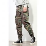 Men's Loose Camouflage Harem Pants Cargo Trousers - Dark Color - Side View