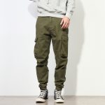 Men's Loose Camouflage Harem Pants Cargo Trousers - Green Color - Front View