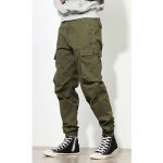 Men's Loose Camouflage Harem Pants Cargo Trousers - Green Color - Side View