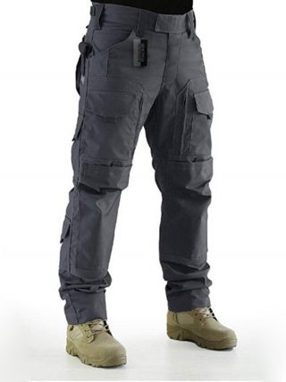 Men's Green Solid Tactical Cargo Pants - Gray