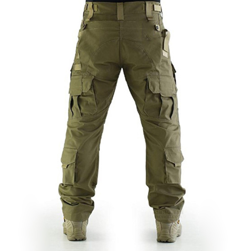 Men's Green Solid Tactical Cargo Pants - Green Back View