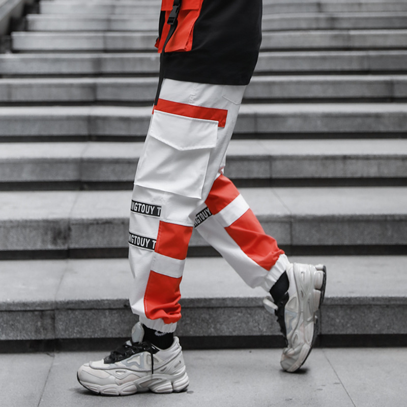 Men's Red And White Casual Cargo -